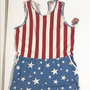 Junk Food US Yay! Flag Romper Shorts Pull On XL